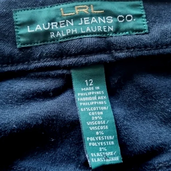 Lauren Ralph Lauren Jeans Size 12 Super Stretch Premier Straight Black Classic - Picture 7 of 8